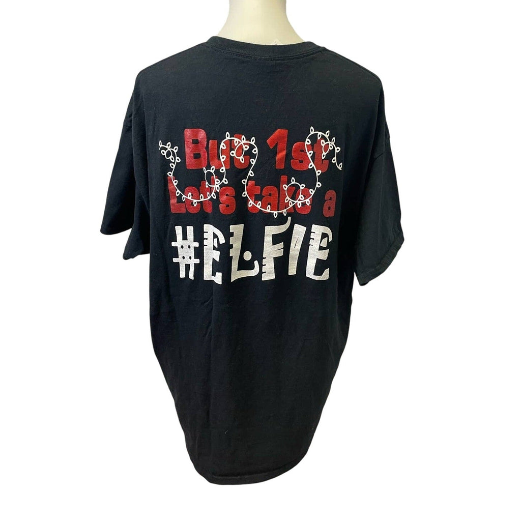 Lets Get Elfed Up Mens XL Christmas #Elfie Short Sleeve 100% Cotton Tee Shirt