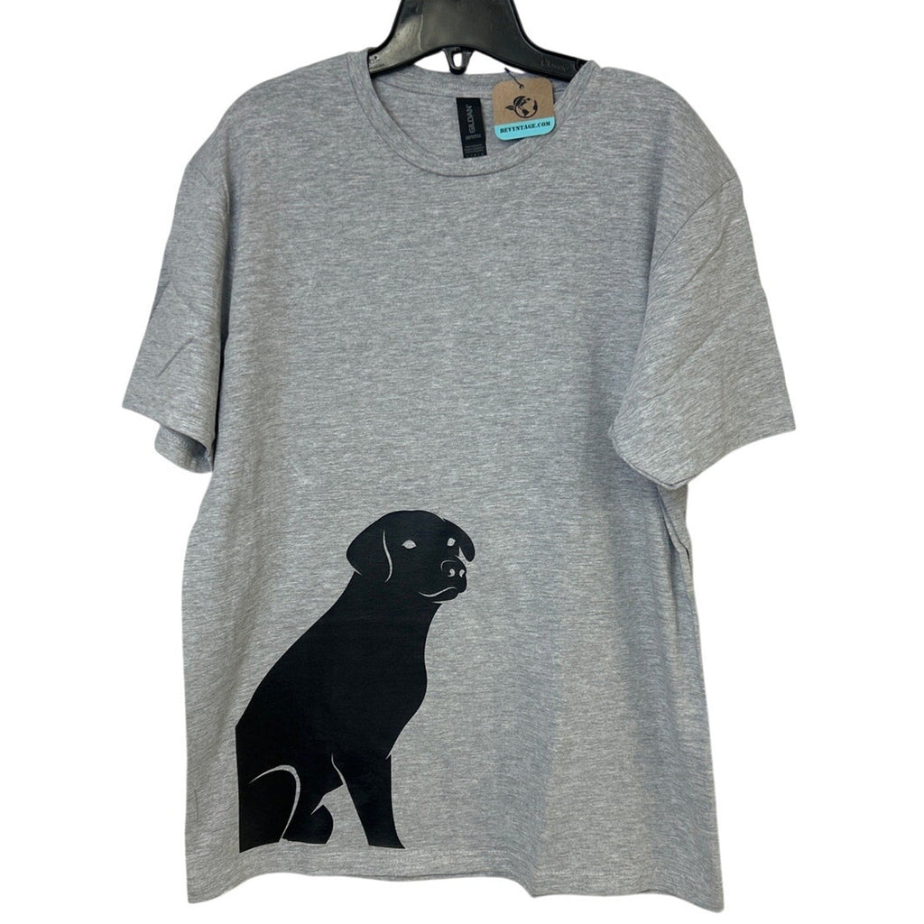 New Hand Printed Mens 4XL Gray Heathered Black Lab Dog Short Sleeve Tee Shirt