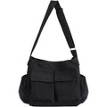Vodiu Large Black Canvas Messenger Multi Pocket Adjustable Strap Crossbody Bag