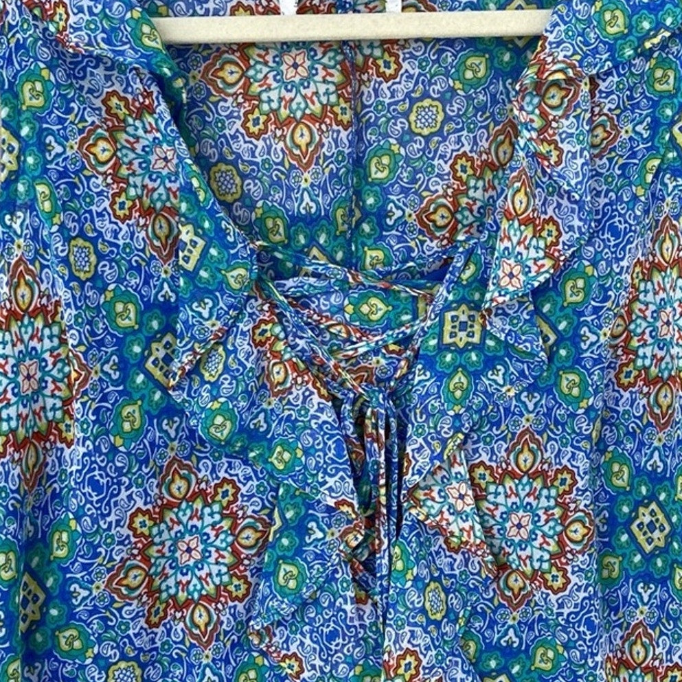 John Paul Richard Womens Large Sleeveless Floral Lace Up Polyester Midi Sundress