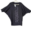 NWT New Kensie Womens Size 4 Black Sequin Accent Batwing Half Sleeve Dress