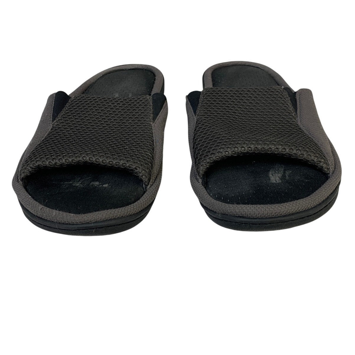 Longbay Mens Size 13-14 Gray Slippers Open Round Toe Slide On House Shoes