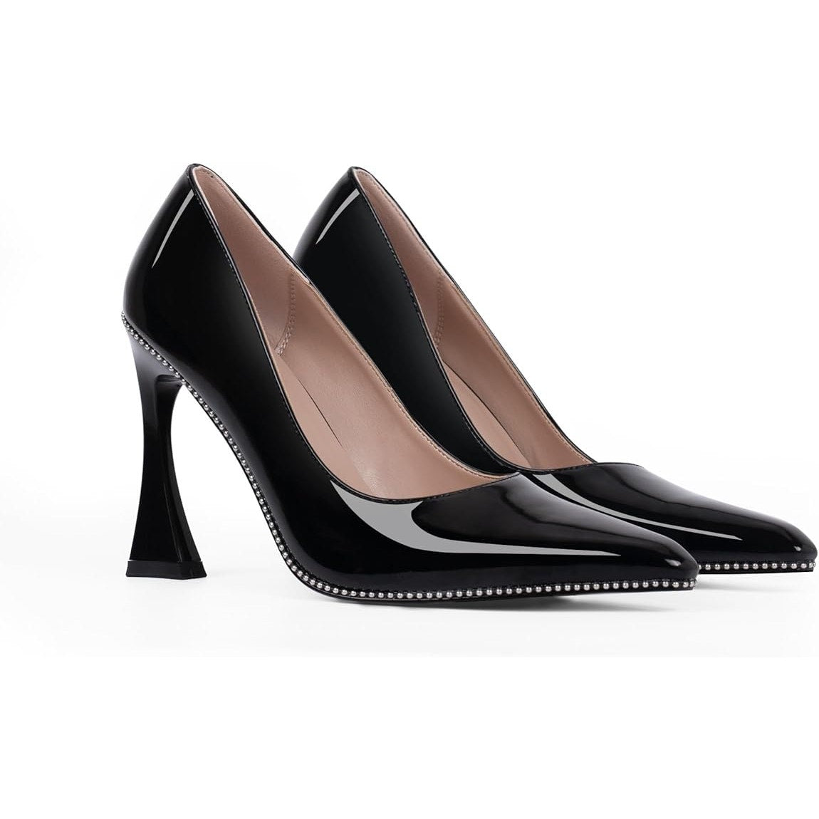 Odetina Womens Size 8.5 Black 4" Heels Closed Pointed Toe Slip On Pumps Shoes
