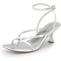 Dream Pairs Womens Size 7.5 Silver 3" Heel Open Square Toe Ankle Strap Shoes