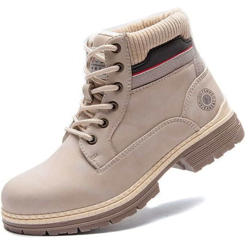 New Anjoufemme Womens Size 7.5 Tan Faux Suede Waterproof Outdoor Hiking Boots