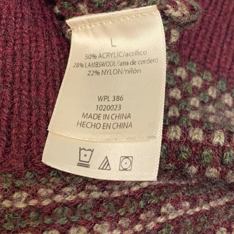 Haggar Clothing Mens Large Wool Blend Long Sleeve Collared Pullover Sweater