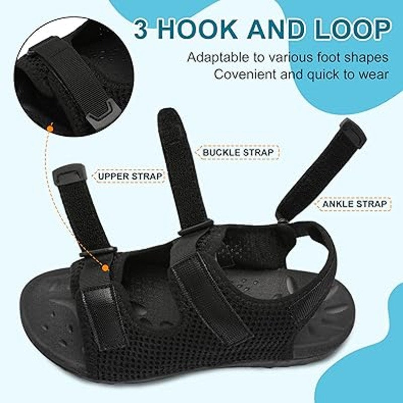 New Joinfree Women Size 9.5 Black Mesh Hook Loop Orthopedic Walking Sandal Shoes