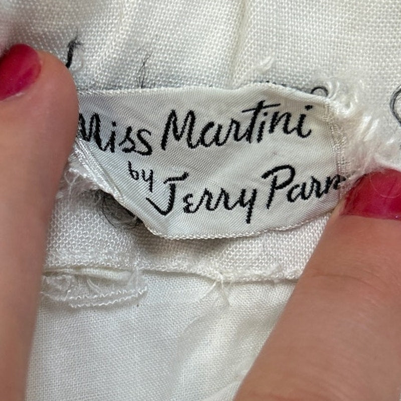 Vintage Miss Martini Jerry Parn Womens Small Sleeveless Embroidered Floral Dress
