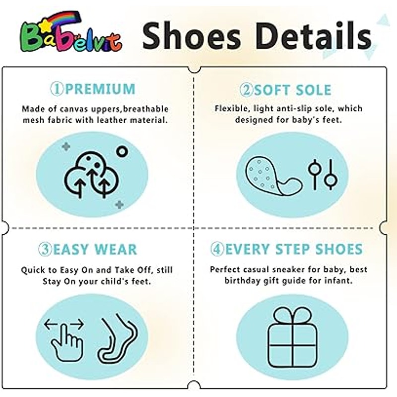 New Babelvit Baby Boy Size 6-12 Months Sneakers High Top Round Toe Canvas Shoes
