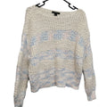 Forever 21 Womens Large Pastel Long Sleeve Striped Crew Neck Fuzzy Knit Sweater
