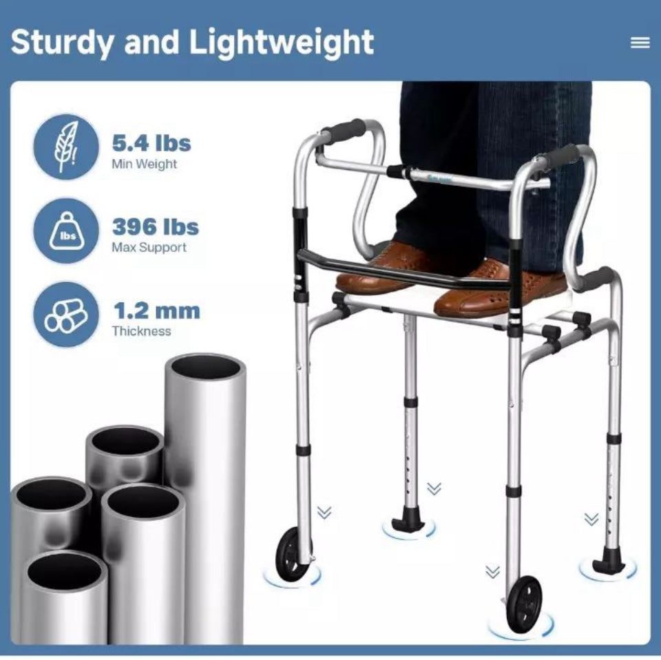 Open Box ElphGuard 4in1 Walkers for Seniors, Front Wheeled Walker, 2 Wheel Standard Walker