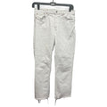 Zara Womens Size 12 Cotton Blend Rough Ankle Hem Denim White Jeans