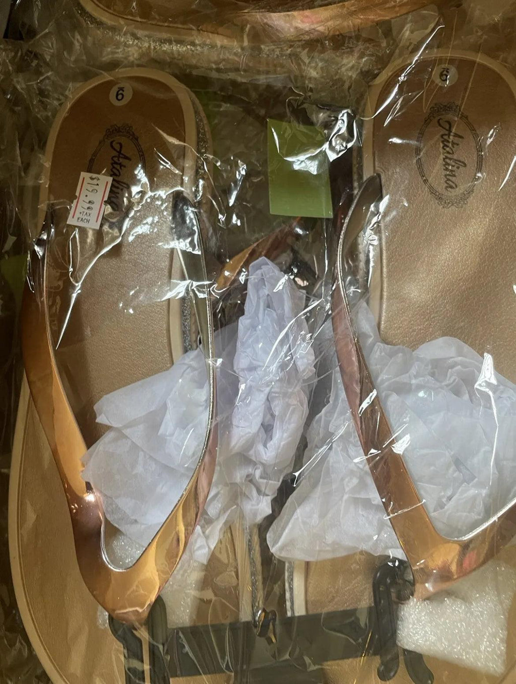 Atalina Sandals Womens Rose Gold Silver Glitter Thong Flip Flop Flat Heel
