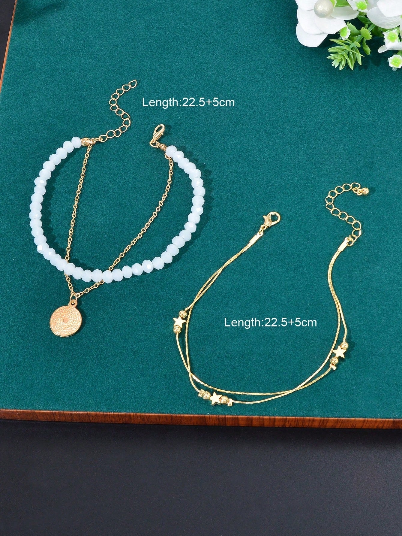 Beach Bliss Set of Two Multi-Layered Anklets Perfect for Vacation