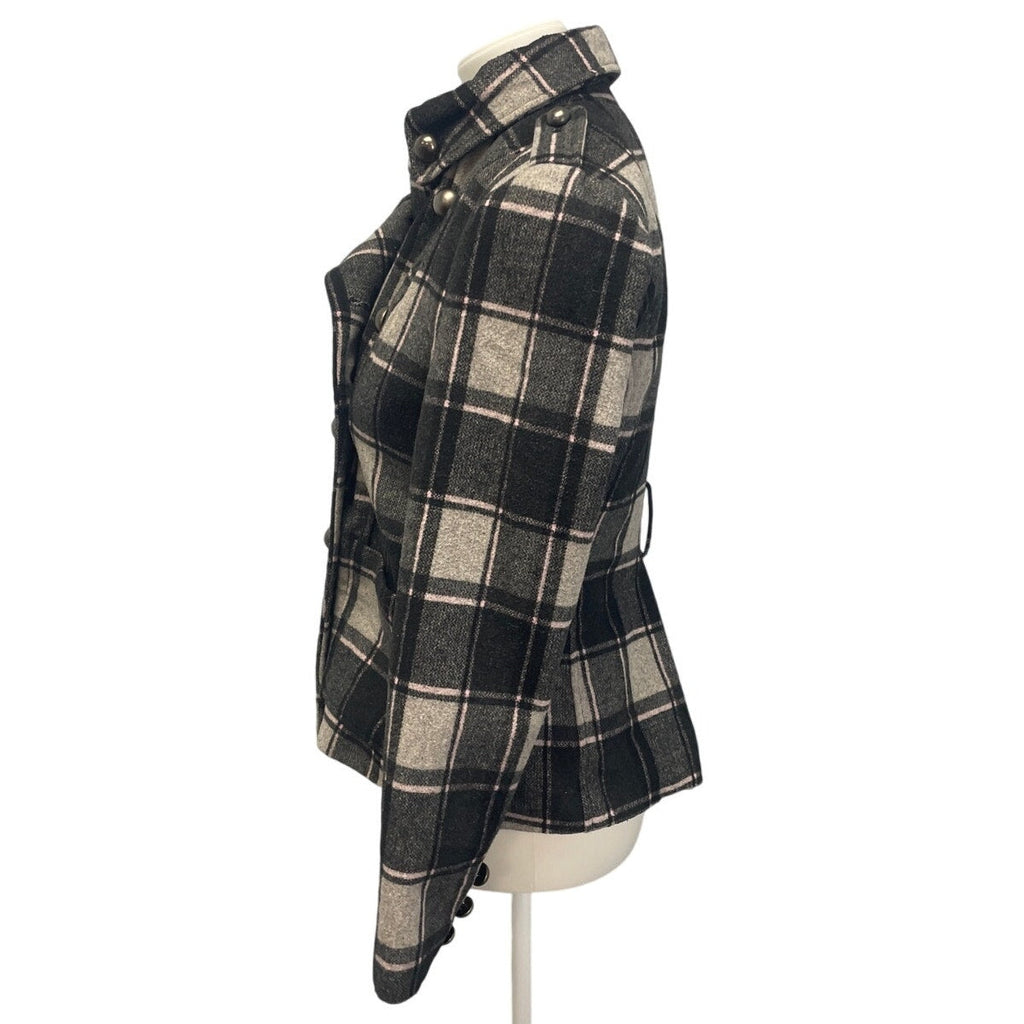 XXI Forever 21 Womens Medium Wool Blend Plaid Fully Lined Winter Pea Coat