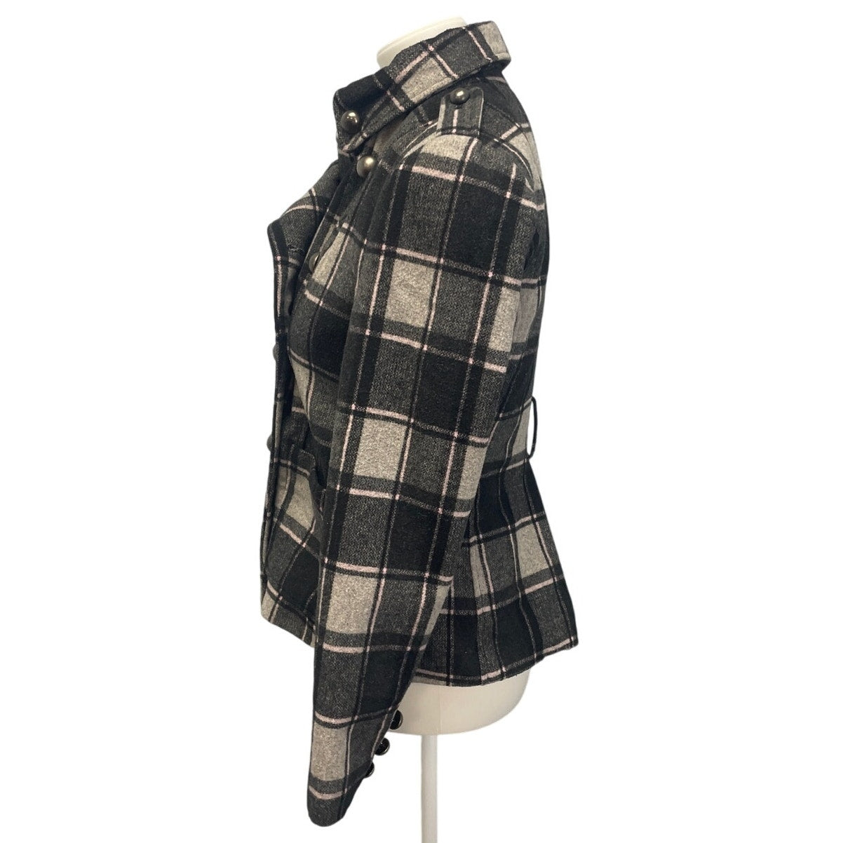 XXI Forever 21 Womens Medium Wool Blend Plaid Fully Lined Winter Pea Coat