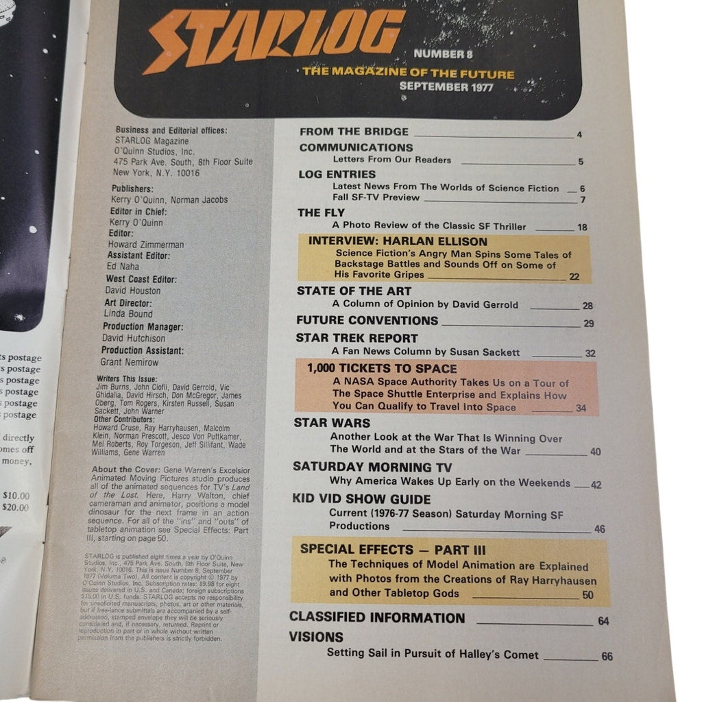 Vintage September 1977 Starlog The Magazine of the Future #8 SciFi TV Preview
