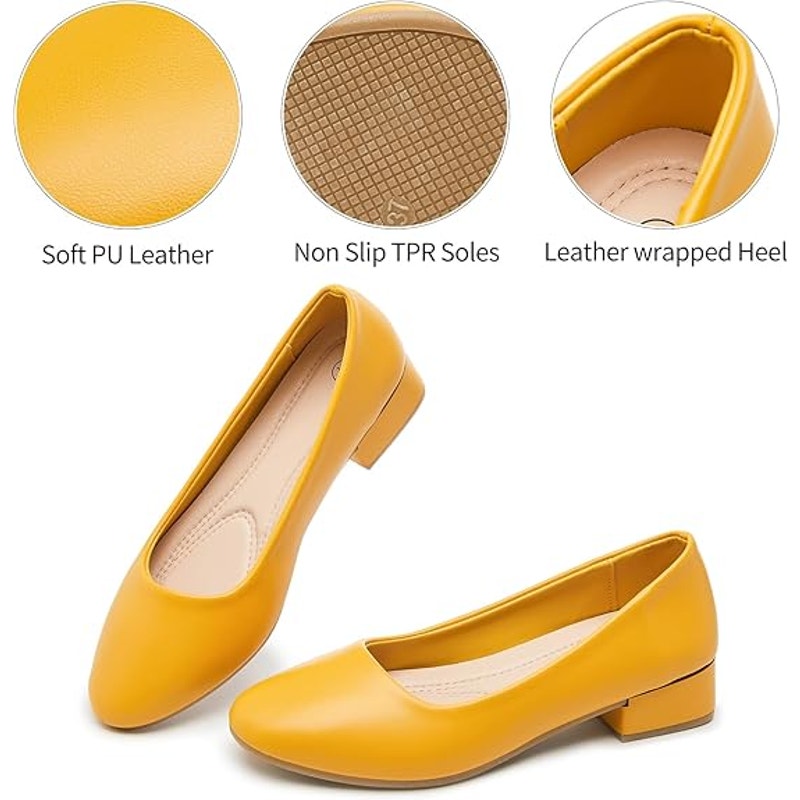 Hash Bubbie Womens Size 5 Yellow 1.5" Block Heel Closed Toe Slip On Shoes