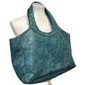 Apt 9 Faux Croc Leather Turquoise Vinyl Large Snap Shut Handbag Purse Bag