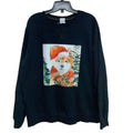 Upcycled Hand Printed Womens XL Christmas Santa Dog Long Sleeve Sweatshirt