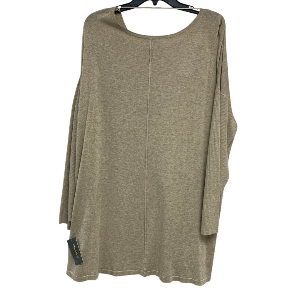 NWT New Style & Co Womens 2X Heathered Long Sleeve Scoop Neck Knit Sweater