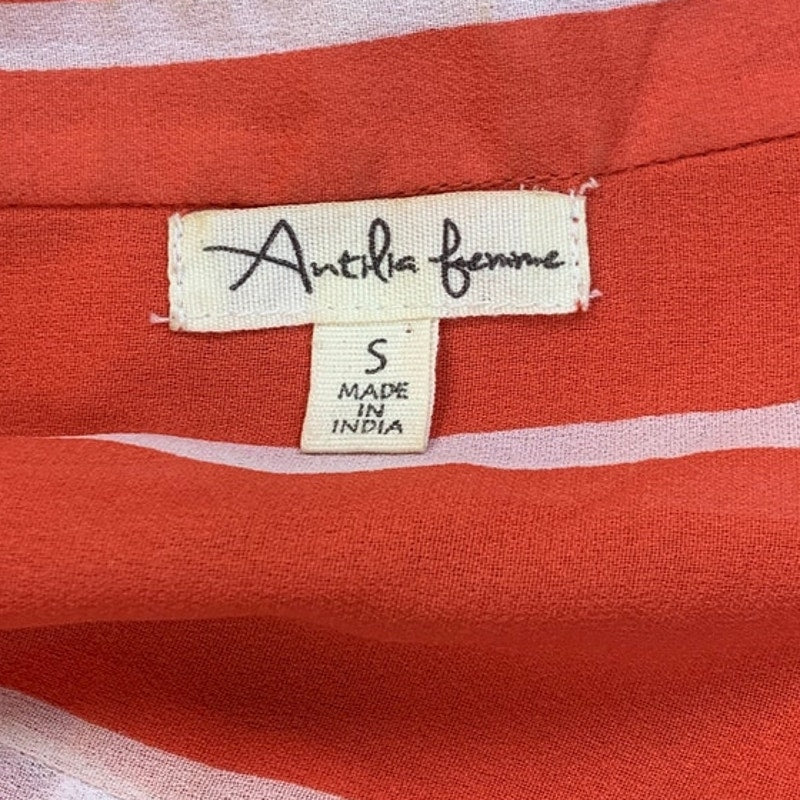 Antilia Femme Womens Small Sheer Striped Sleeveless Tank Top Blouse Shirt