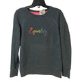 Upcycled Hand Printed Womens Medium Rainbow Equality Long Sleeve Sweatshirt