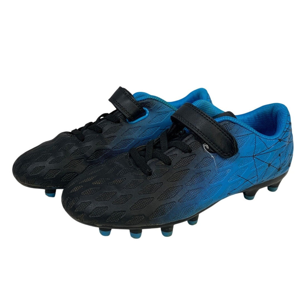 Brooman Boys Size 4 Blue Black Cleats Lace Up Round Toe Soccer Athletic Shoes
