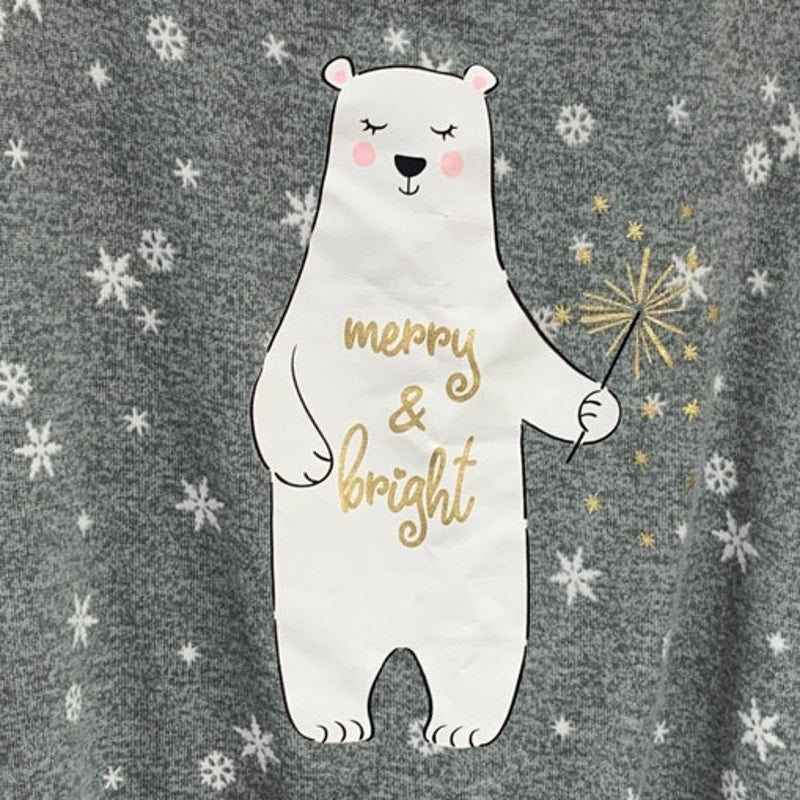 Secret Treasures Womens 3X Merry & Bright Bear Snow Flake Long Sleeve Pajama Set