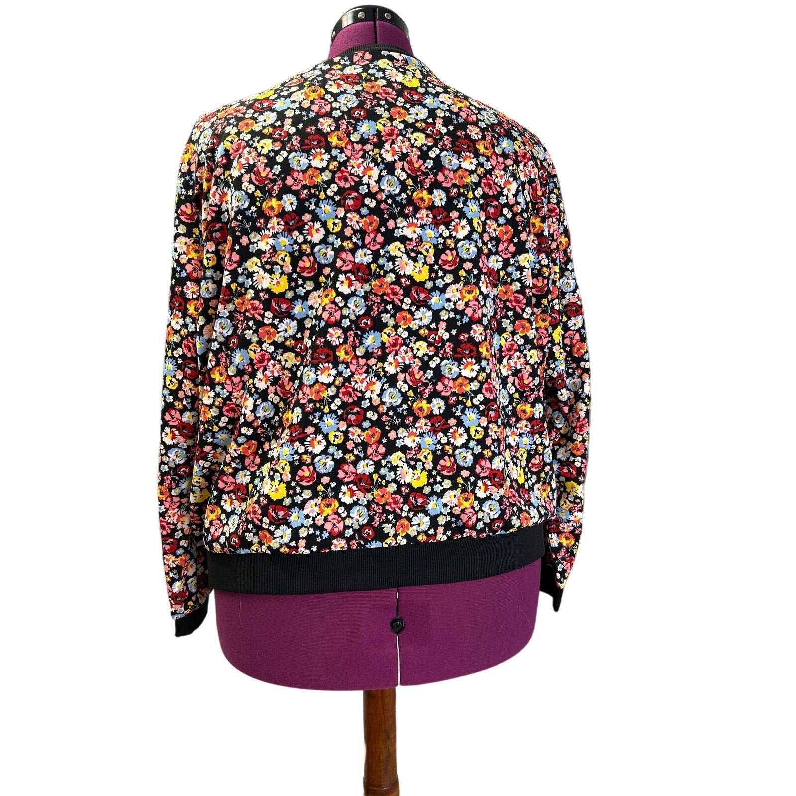 Shein Womens Plus Size 3X Long Sleeve Floral Full Zip Up Lightweight Jacket