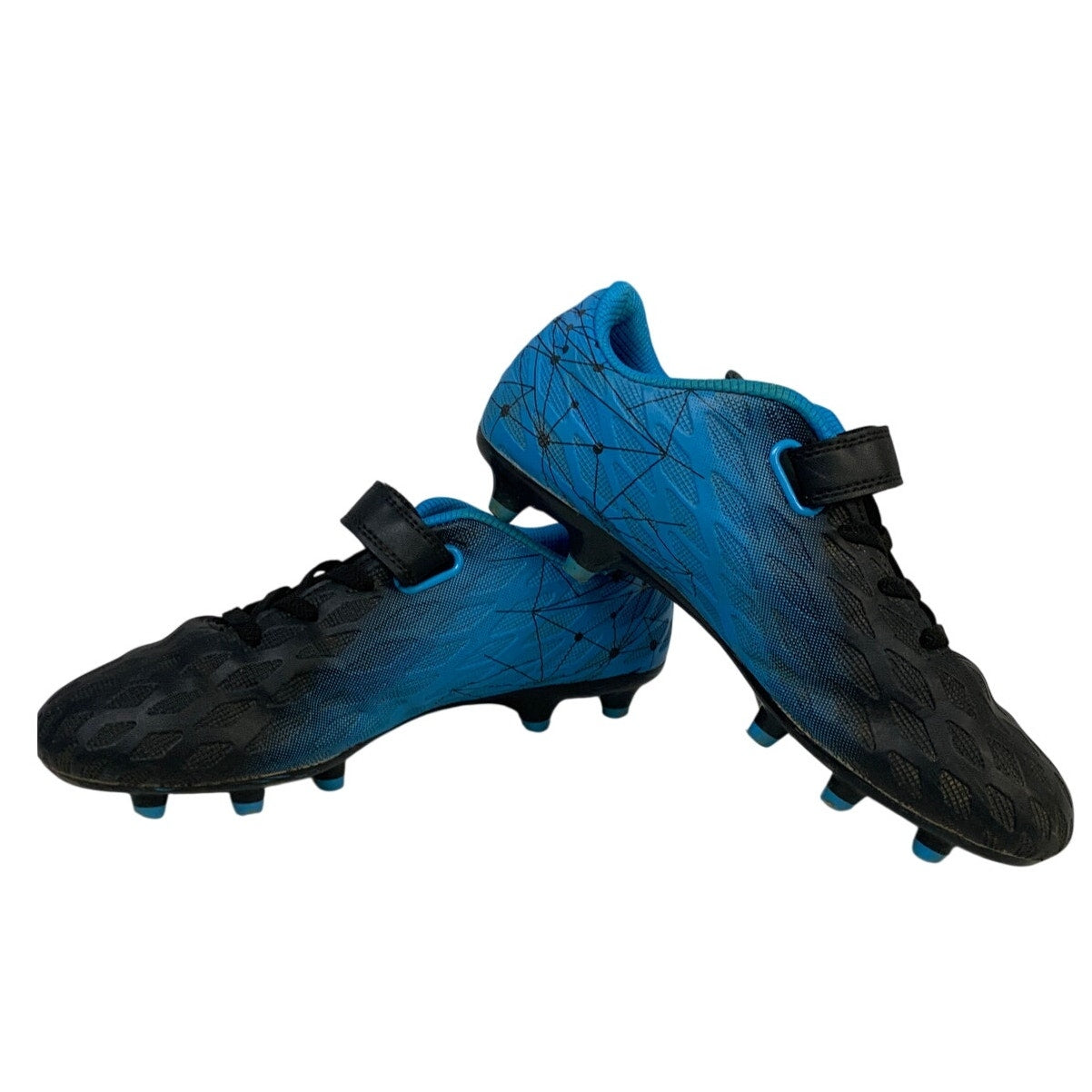 Brooman Boys Size 4 Blue Black Cleats Lace Up Round Toe Soccer Athletic Shoes