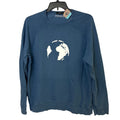 Upcycled Hand Printed Womens XL Save The Earth World Long Sleeve Crew Sweatshirt