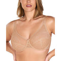 New HSIA Womens Size 38DD Tan Underwire Minimizer Lifting Floral Lace Bra