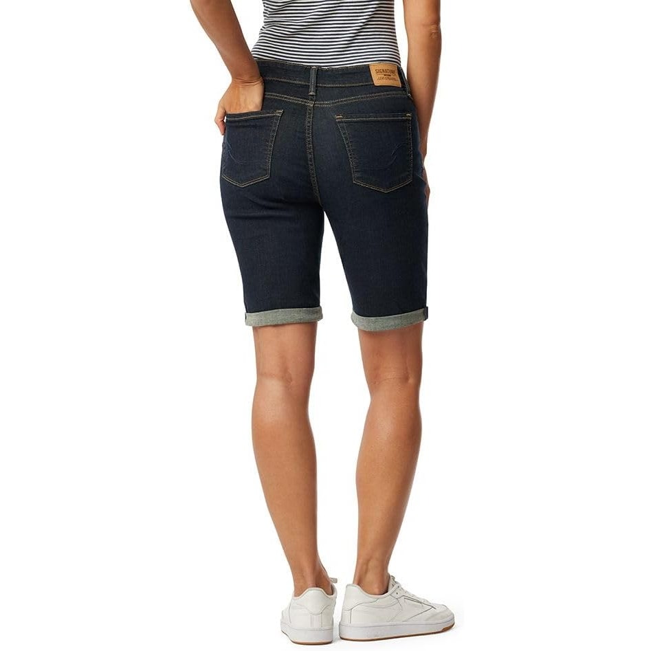 New Levi Strauss Levi's Womens Size 4 Blue Mid-Rise Bermuda Shorts Stretch Denim