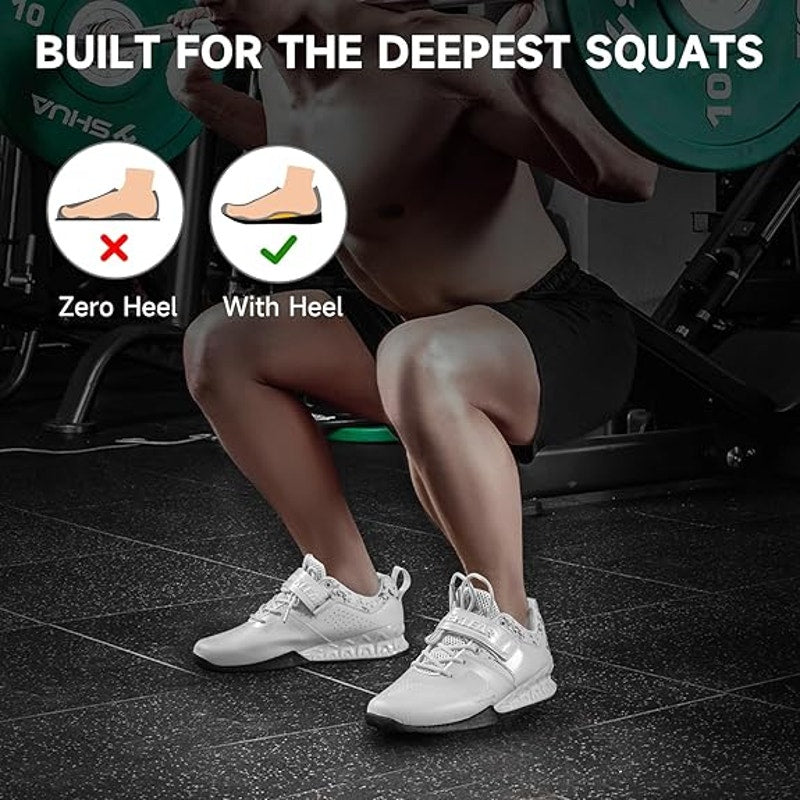 New Manuklear Mens Size 9.5 White Lace Up Anti-Slip Deadlift Weightlifting Shoes
