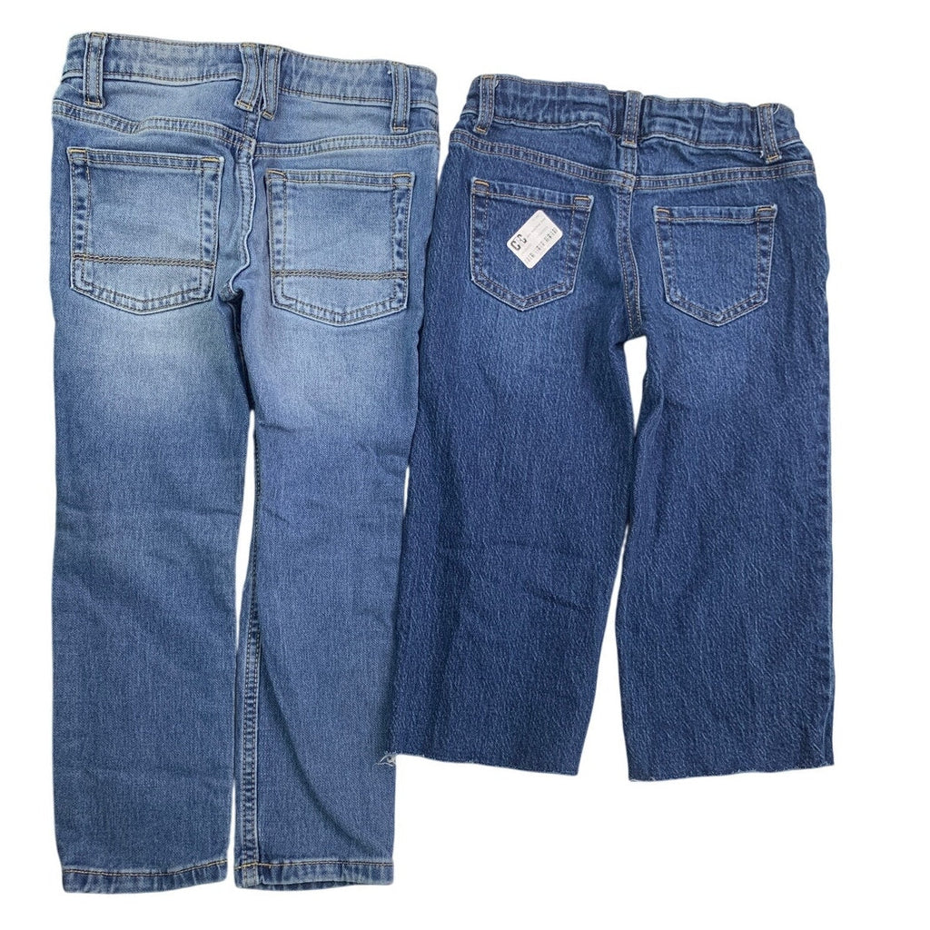 2 Cat & Jack Girls Size 5 Skinny Wide Leg Stretch Adjustable Waist Denim Jeans