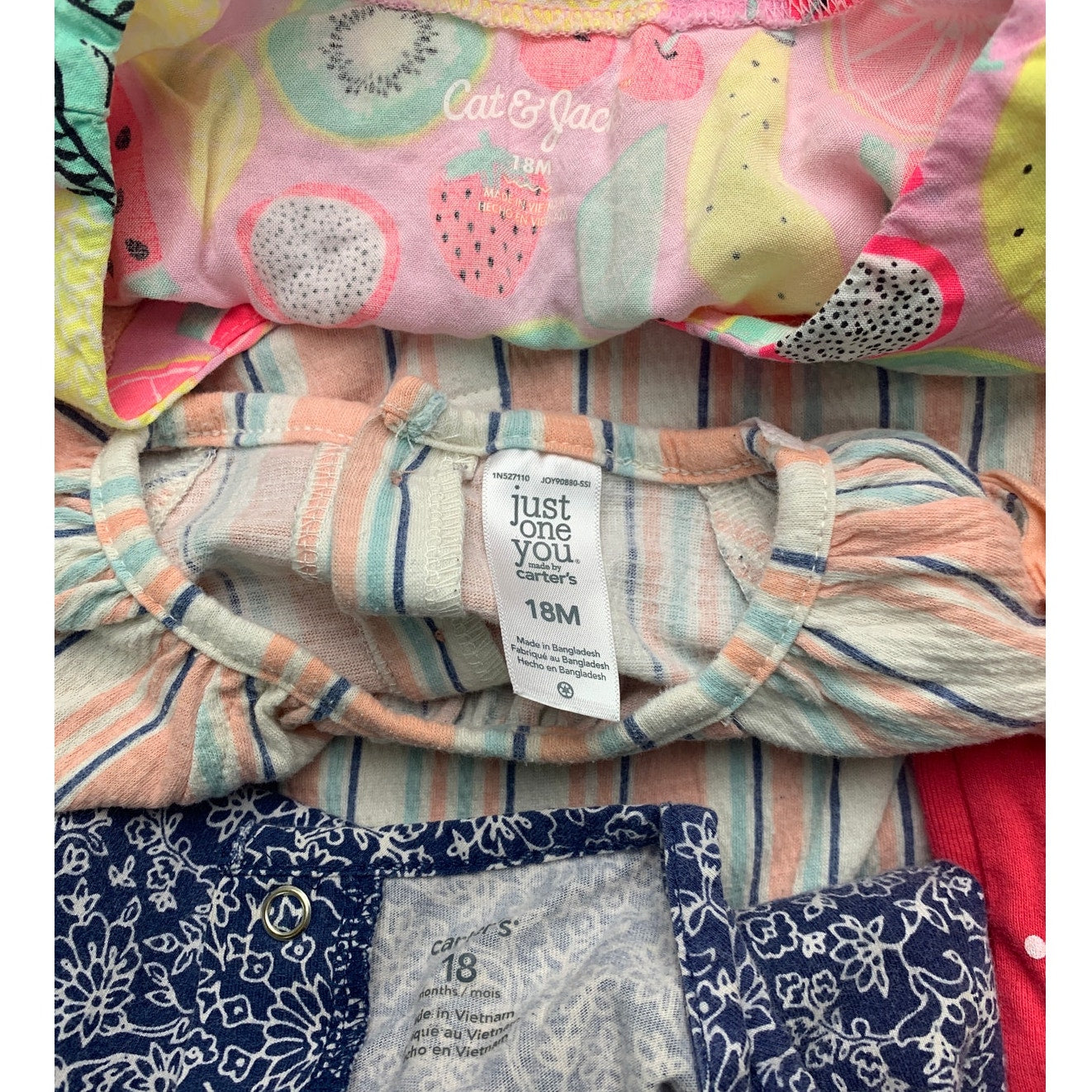 Lot of 9 Carters Garanimal Cat & Jack Baby Girls 18 Mos Shirts One Piece Outfits