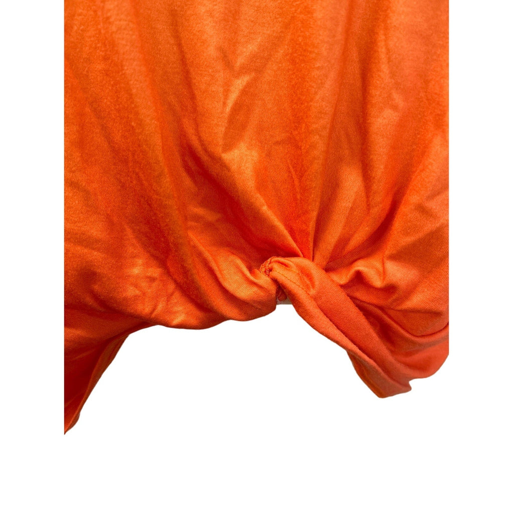 Womens 1X 2X Flowy Floral Orange Blue Ombre Short Sleeve Tee Shirts Blouses