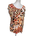 Jennifer Lopez Womens Large 100% Rayon Sleeveless Leopard Print Bejeweled Top