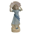 Vintage Victorian Lady Girl Blue Dress w Fan Ceramic Figure Figurine Collectible