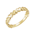 14K Yellow Gold Heart Ring / Solid Gold Romantic Band