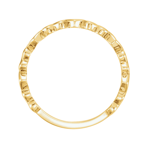 14K Yellow Gold Heart Ring / Solid Gold Romantic Band