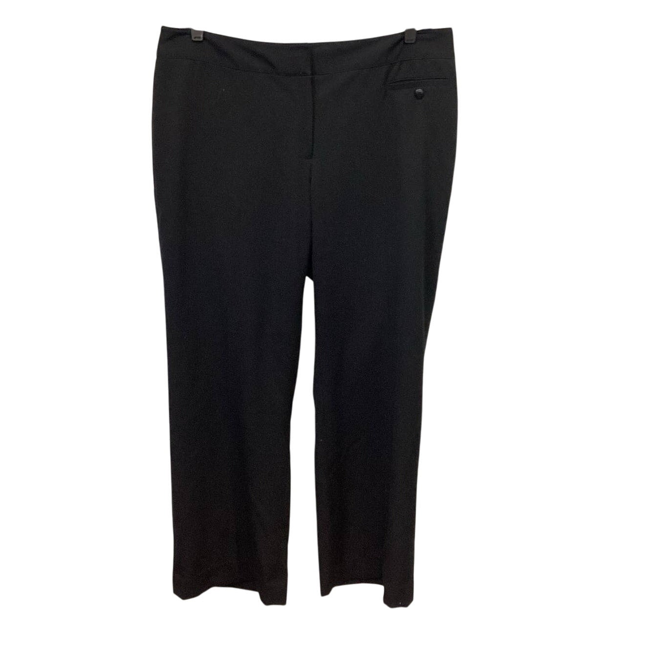 Atelier Plus Size 16W Polyester Blend Basic Long Black Straight Leg Career Pants