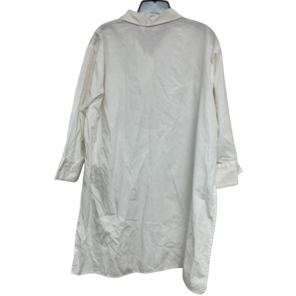 Newport News Womens 2X White 100% Cotton Long Sleeve Button Up Shirt Dress