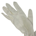 Pair of Vintage Womens Lightweight Sheer White Satin Wedding Gloves Lace Ruffles