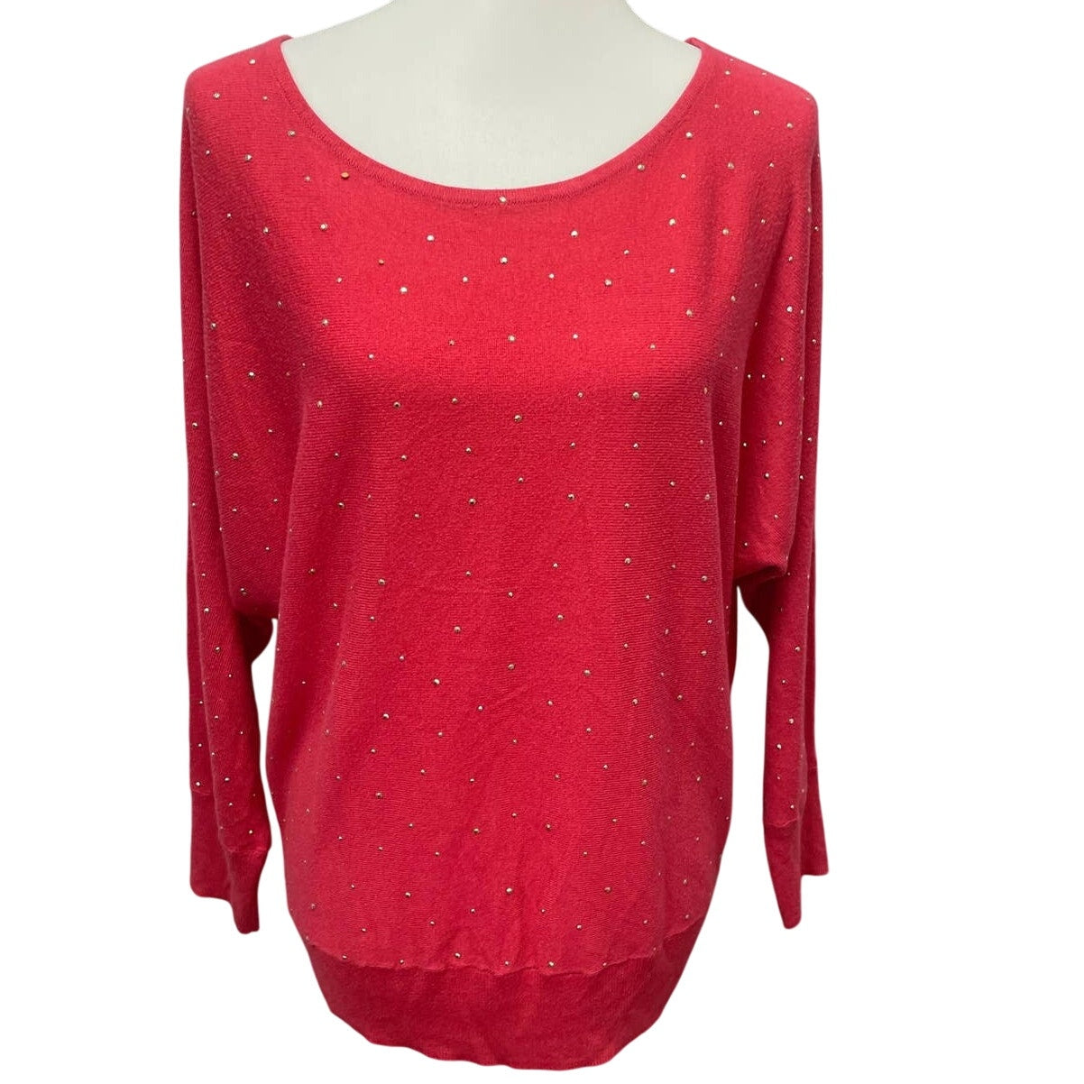 New York & Company Womens XL Long Sleeve Scoop Neck Gold Studded Sweater
