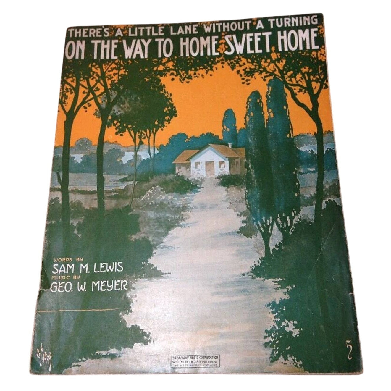 Antique 1915 A Little Lane Without A Turning On The Way To Home Sheet Music