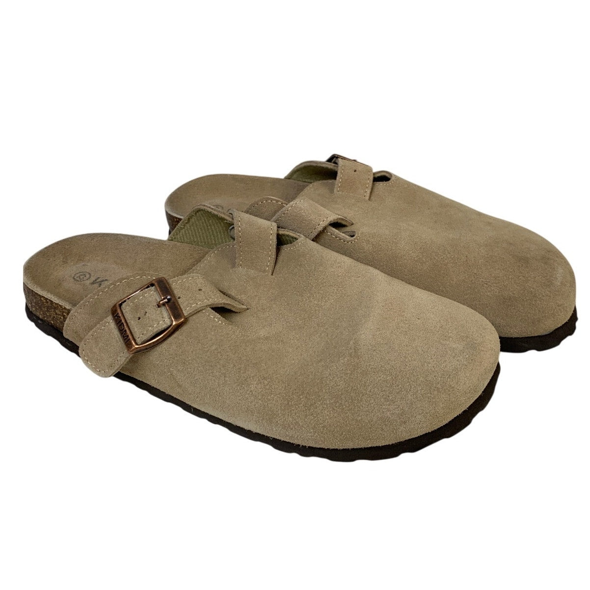 Kidmi Womens Size 11 Mocha Suede Clogs Round Toe Buckle Strap Slip On Shoes