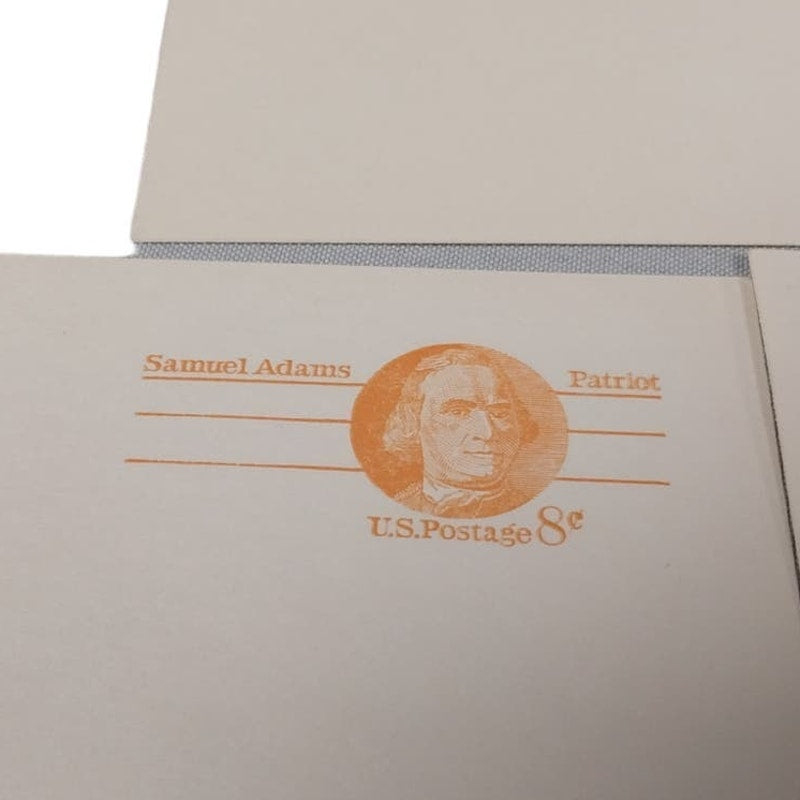 6 Vintage 1970s Pre-Paid Postage Hancock Samuel Adams Hanson Blank Postcards