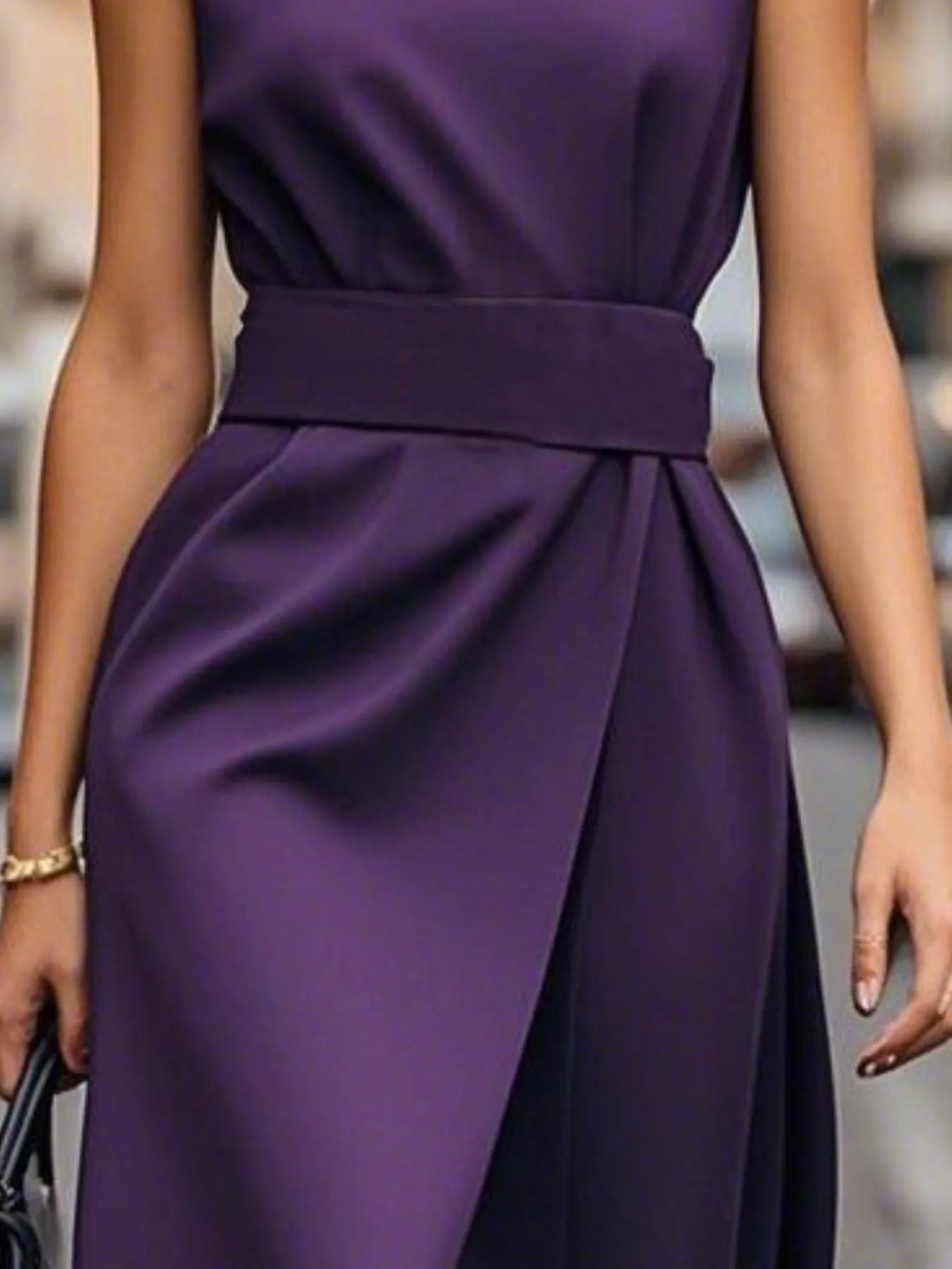 Round Neck Sleeveless Midi Sheath Dress